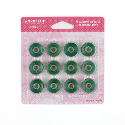 WonderFil Decobob prewound bobbin evergreen DB501 80wt Size L