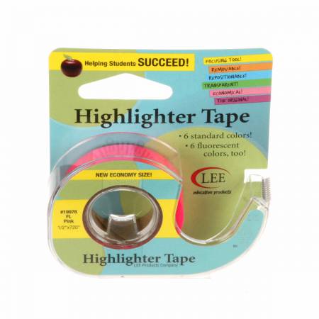 Removable Highlighter Tape 1/2in x 20yds Fluorescent Pink