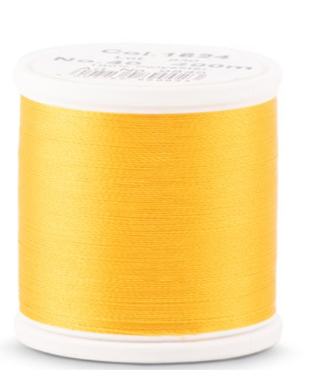 Spool of Madeira Polyneon 40wt thread in Sun Yellow, color 1624