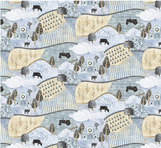 Studio E Farmhouse Fixer Upper Steel Blue quilting cotton fabric