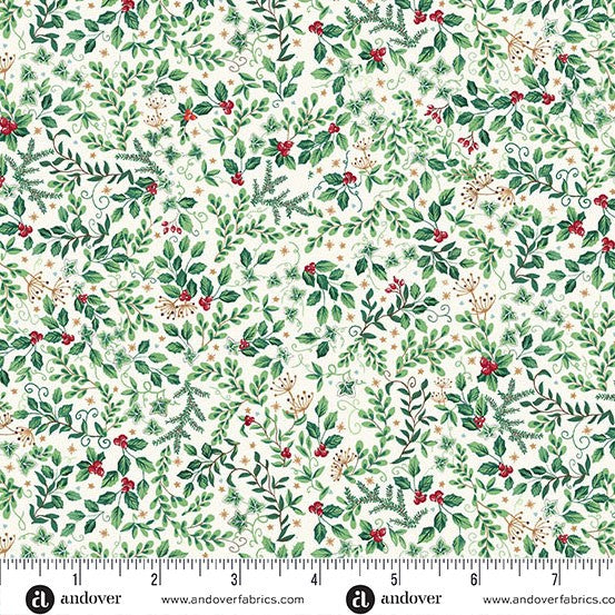 Andover - Makower UK - Country Christmas - Evergreen Cream 234-Q