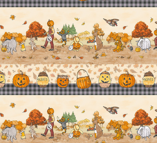 Studio E Haunted Acre Wood print 9140-44 in yellow, Halloween cotton fabric