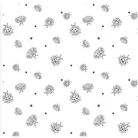 Blank Lower the Volume Lady Bugs White quilting fabric