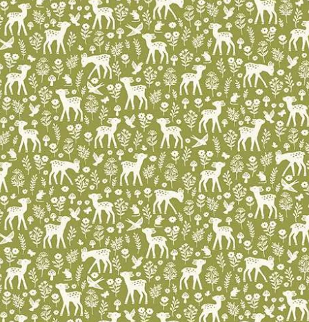 Makower UK Little Ones Deer Green 193G baby quilting cotton