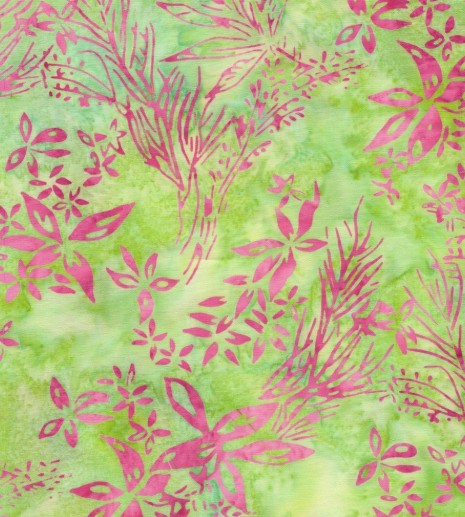 Island Batik Everlasting Wildflowers multi pink green batik fabric