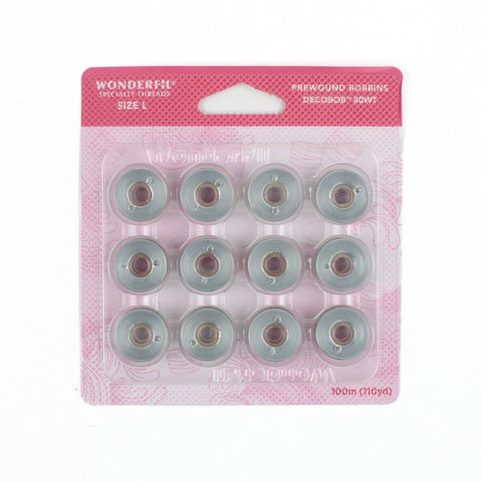 WonderFil Decobob prewound bobbin dove grey DB113 80wt Size L
