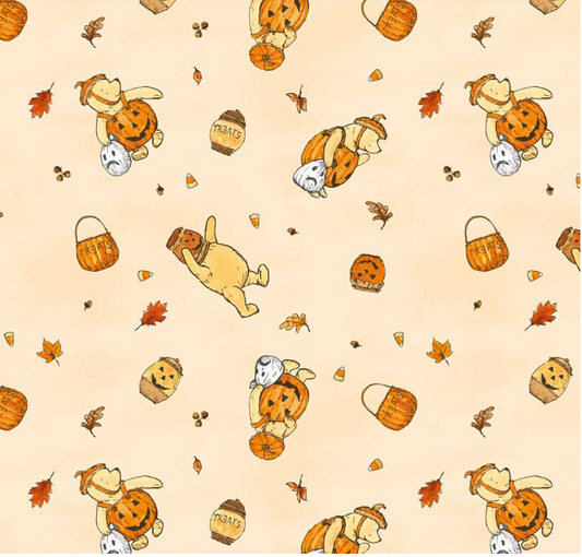 Studio E Haunted Acre Wood print 9128-44 in yellow, Halloween cotton fabric
