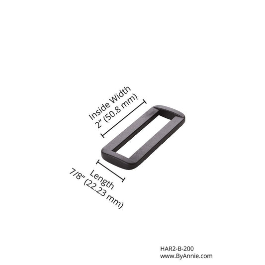 2 inch Rectangle Ring Black Plastic bag hardware notion