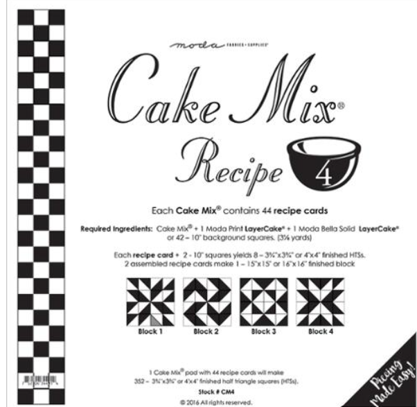 Cake Mix Recipe 4 CM4 44 count paper foundations half square triangle blocks