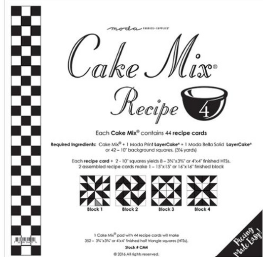 Cake Mix Recipe 4 CM4 44 count paper foundations half square triangle blocks