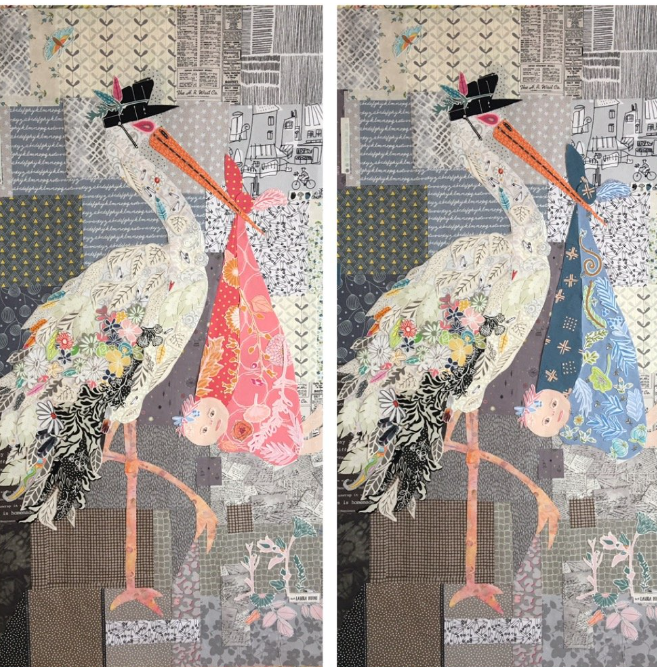 Laura Heine - Special Delivery (Stork) Collage Pattern
