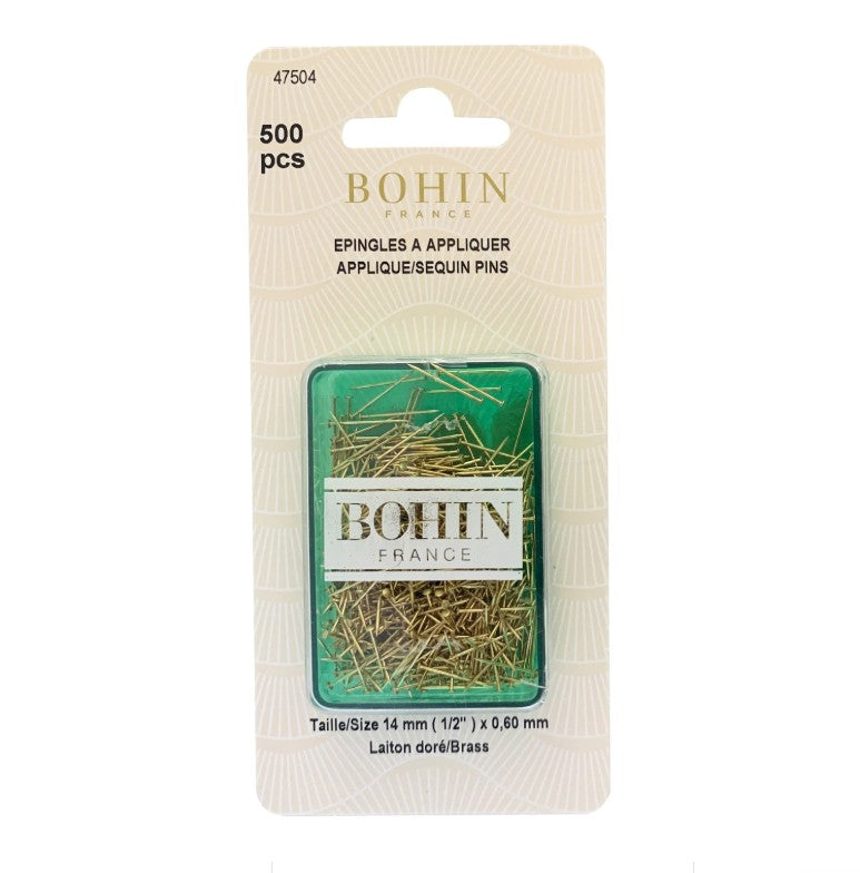 Bohin applique sequin pin brass size 8.5in 500 count notion