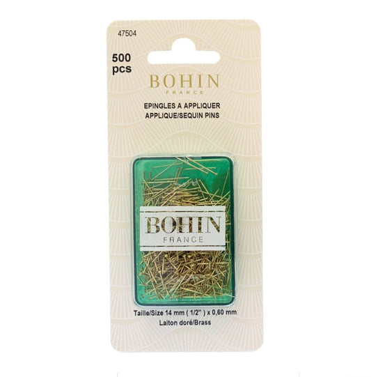 Bohin applique sequin pin brass size 8.5in 500 count notion