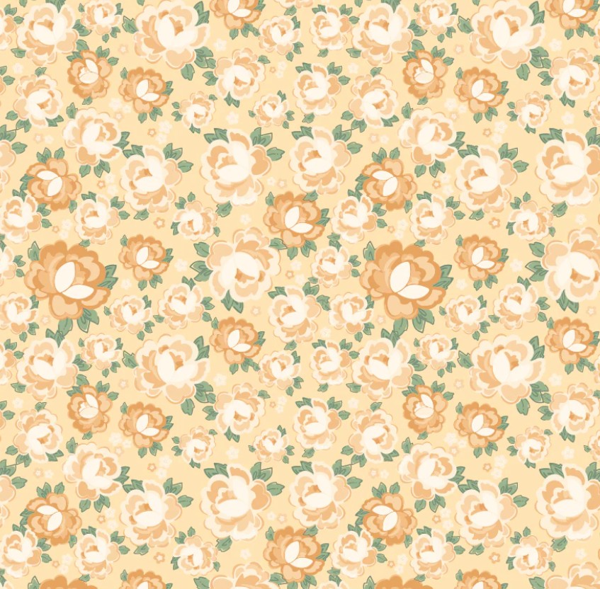 Poppie Cotton Rosy Cheeks Greetings Yellow quilting cotton