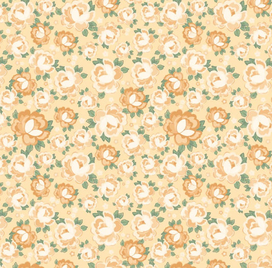 Poppie Cotton Rosy Cheeks Greetings Yellow quilting cotton