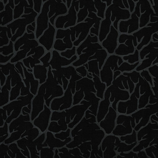 Island Batik Boo Bash Branches quilting fabric in Black, a hand-dyed Halloween batik