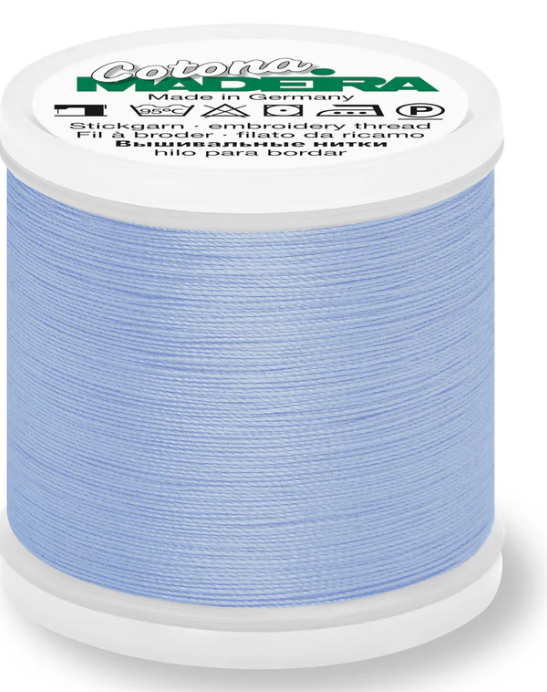 Spool of Madeira Cotona 30wt 100% cotton thread in Periwinkle, color 745