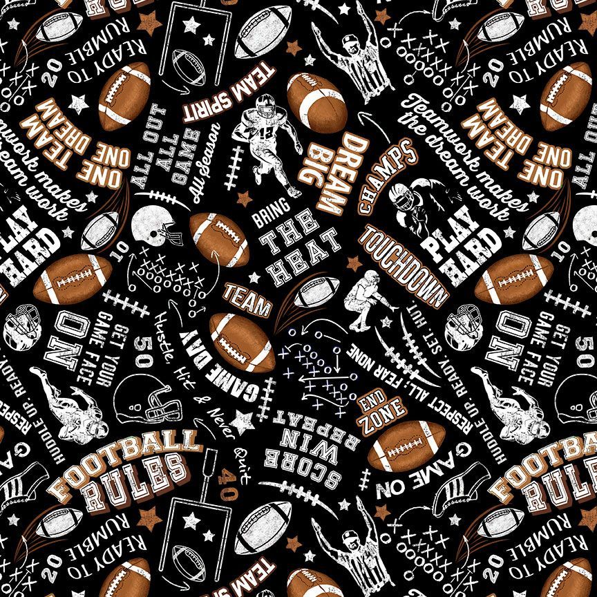 Football Rules Timeless Treasures sports novelty quilting fabric