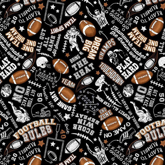 Football Rules Timeless Treasures sports novelty quilting fabric