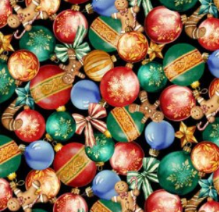 Michael Miller - Cozy Little Christmas - Festive Ornaments - DDC12680-BLAC-D
