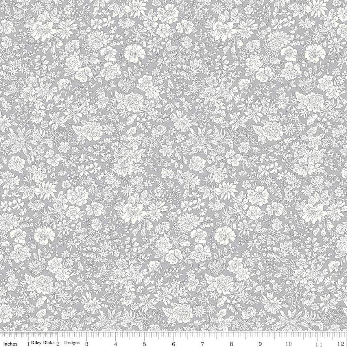 Liberty Emily Belle Steel gray Tana Lawn quilting fabric