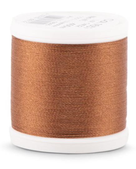 Spool of Madeira Polyneon 40wt machine embroidery thread in Tawny Tan, color 1657