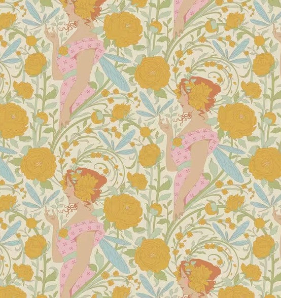 Tilda Songbird Aubrey Mustard 100656 quilting cotton
