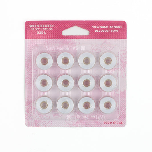 WonderFil Decobob prewound bobbin white DB104 80wt Size L