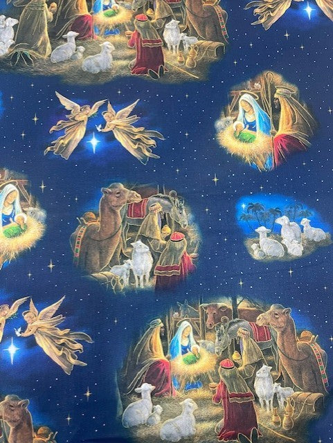 Quilting Treasures Holy Night celestial dark Christmas print quilting fabric