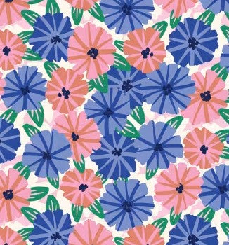 Cloud 9 Striped Petunias 228258 organic multicolor quilting cotton