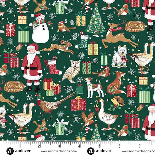 Andover - Makower UK - Country Christmas - Friends Green 230-G