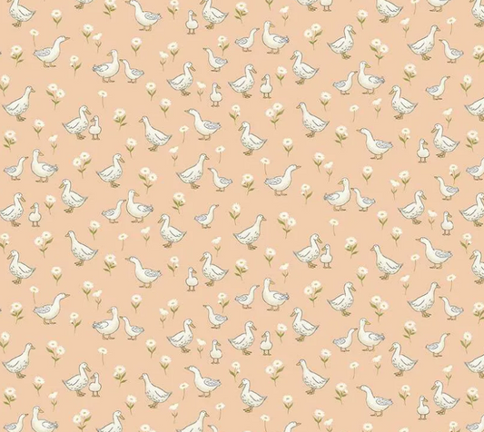 Makower UK Little Ones Ducks Coral 190C baby quilting cotton