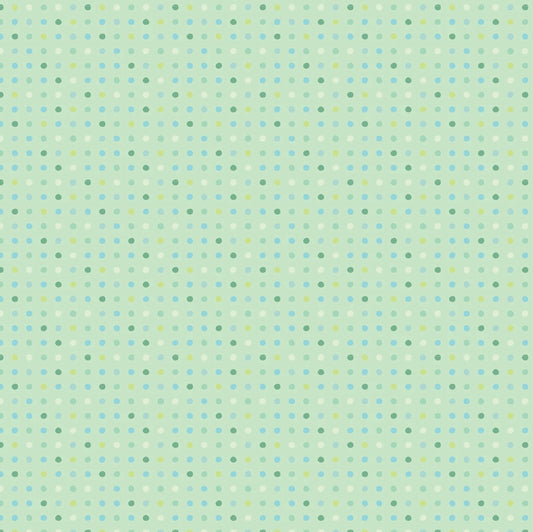 Poppie Cotton Green Seeing Spots polka dot quilting cotton