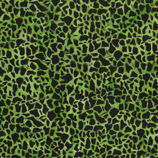 Island Batik Boo Bash Mosaic quilting fabric in Green Apple, a hand-dyed Halloween batik