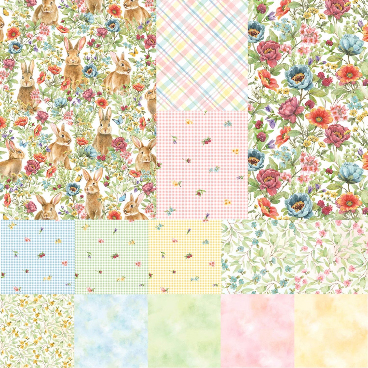 Bunnies & Blooms 5" Squares Charm Pack