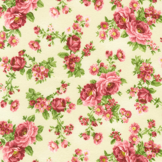 Robert Kaufman - CREAM from Bouquet of Roses Flannel