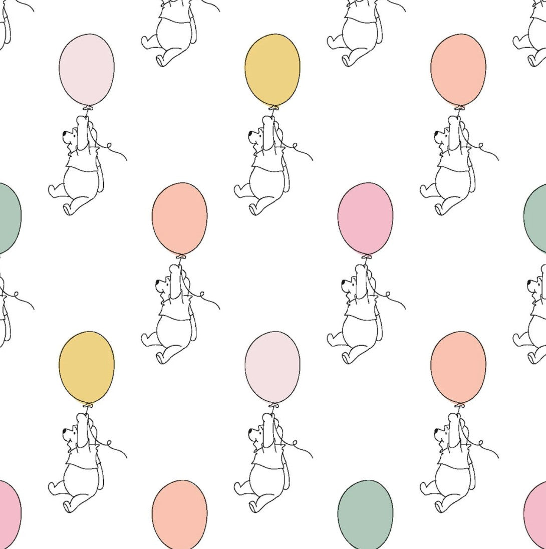 Winnie The Pooh Balloons White Cotton Fabric Springs Creative Disney