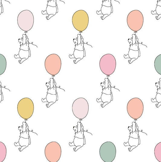 Winnie The Pooh Balloons White Cotton Fabric Springs Creative Disney