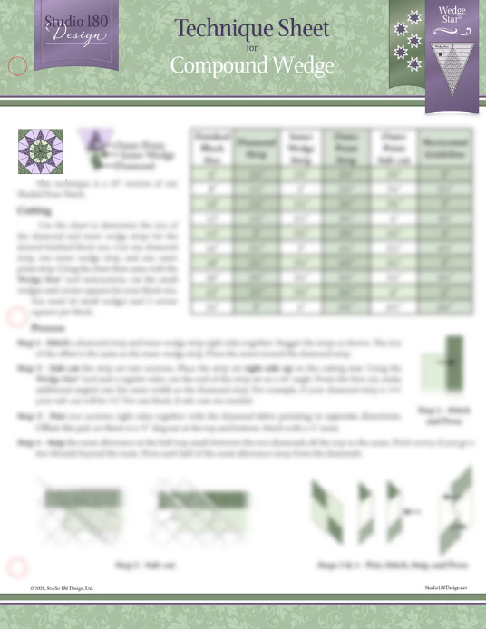 Studio 180 Design Compound Wedge technique sheet quilting pattern