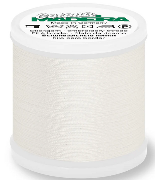 Spool of Madeira Cotona 30wt 100% cotton thread in Off White, color 752