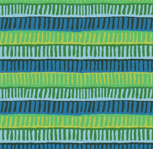 Kaffe Fassett Zipper Stripe Green quilting fabric