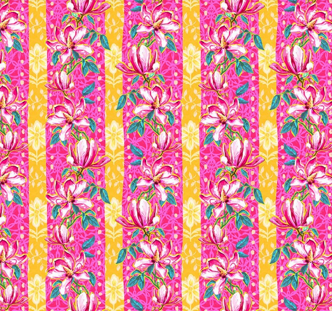 Free Spirit Festival Magnolias pink floral quilting cotton fabric