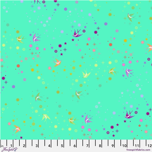 Tula Pink True Colors Fairy Dust Mint green quilting fabric