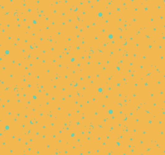 Space Sprinkles Papaya orange Free Spirit quilting fabric