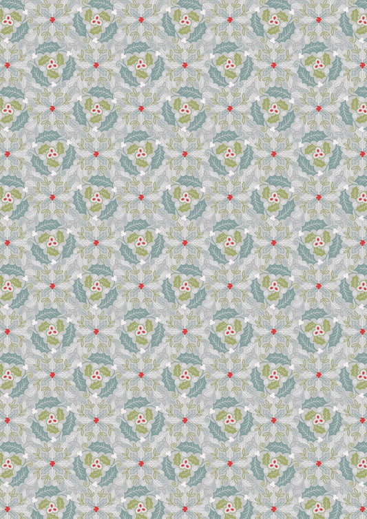 Lewis and Irene Celtic Christmas festive Celtic leaves silver C133A cotton fabric