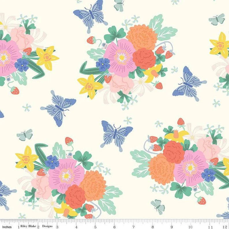 Riley Blake Chloe Main Cream floral quilting fabric
