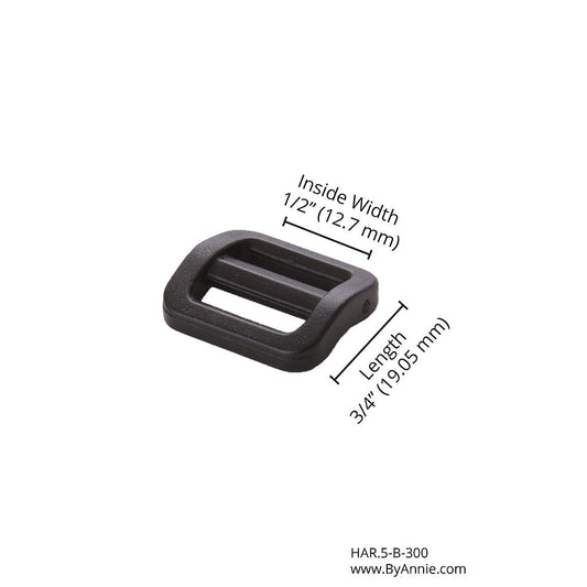 1/2" Slider - Black Plastic