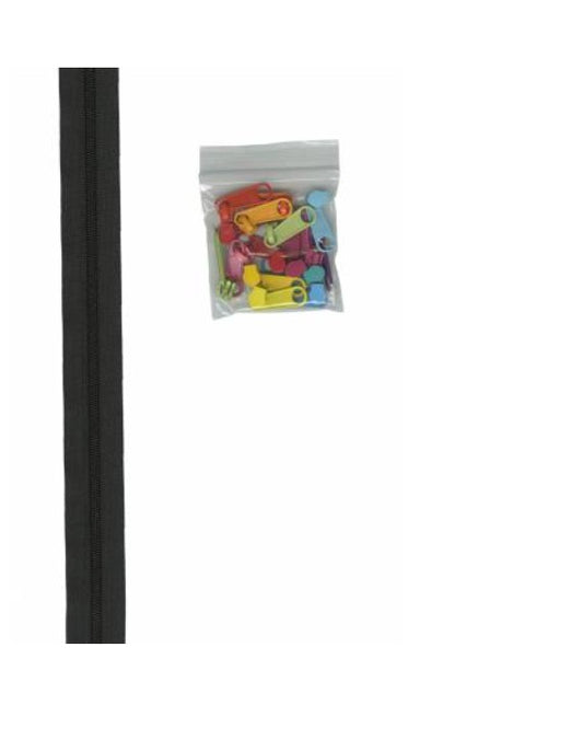 Byannie Zippers by Yard Black with Multicolored Pulls