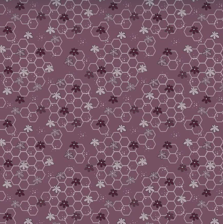 Sweetest Embrace Mauve Flowers Beehive Studio e quilting fabric