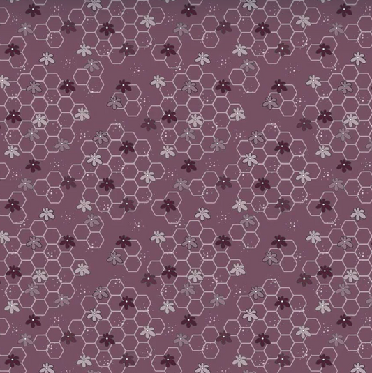 Sweetest Embrace Mauve Flowers Beehive Studio e quilting fabric